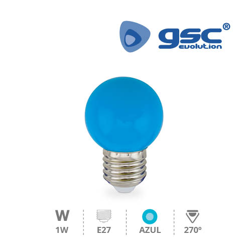 Bombilla LED esférica decorativa 1W E27 Azul