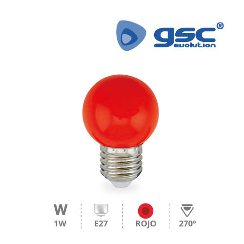 Ampoule LED sphérique décorative 1 W E27 Rouge