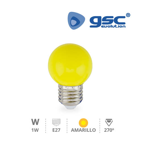 Bombilla LED esférica decorativa 1W E27 Amarillo