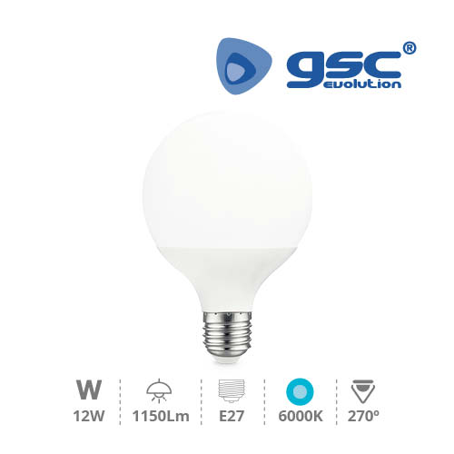 Lámpara globo G95 12W E27 6000K