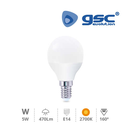 Lámpara esférica 5W E14 3000K