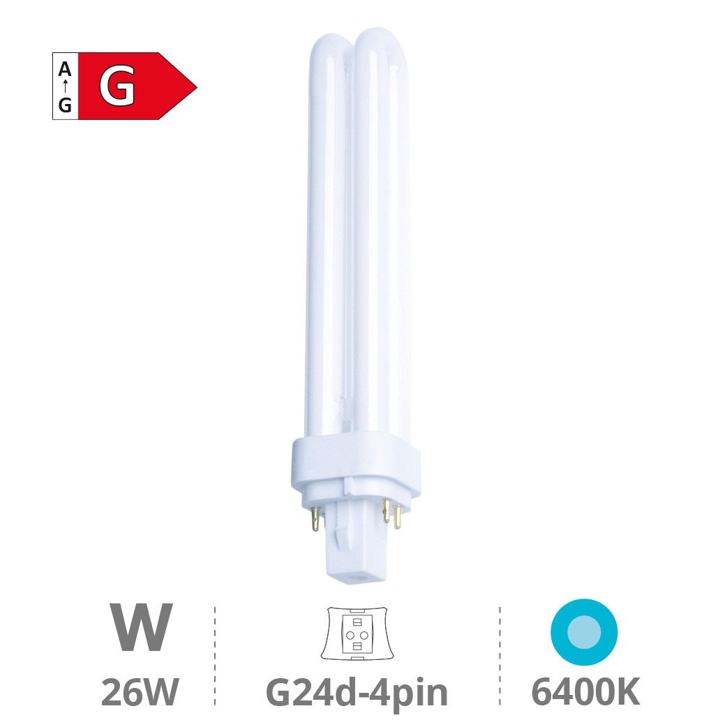 Lâmpada baixo consumo elét. PLC 26 W G24q- 3/4 6400 K