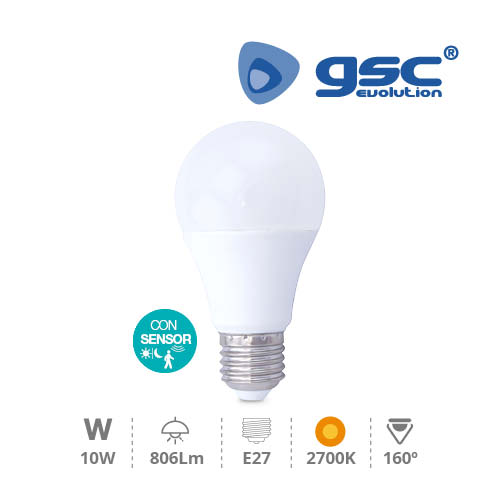 A60 Movement + night sensor LED bulb 10W E27 2700K