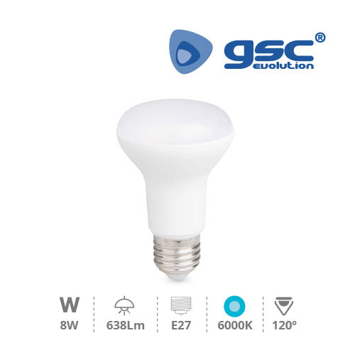 Lámpara Reflectora R63 LED 8W E27 6000K
