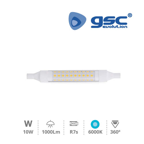 Lámpara lineal LED  360º 118mm 10W R7s 1000lm 6000K