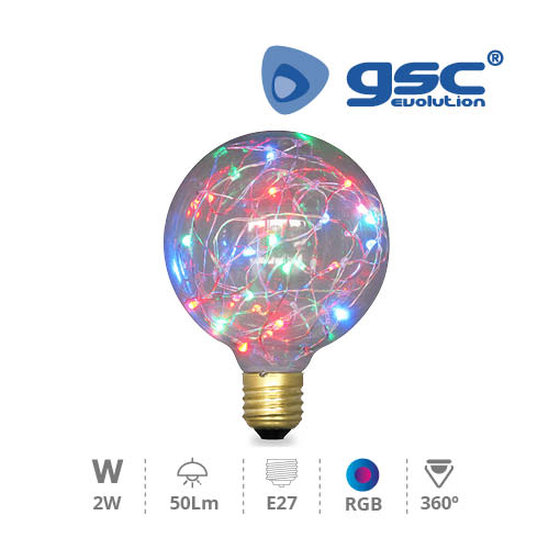Bombilla LED globo G125 decorativa Starlight 2W E27 RGB