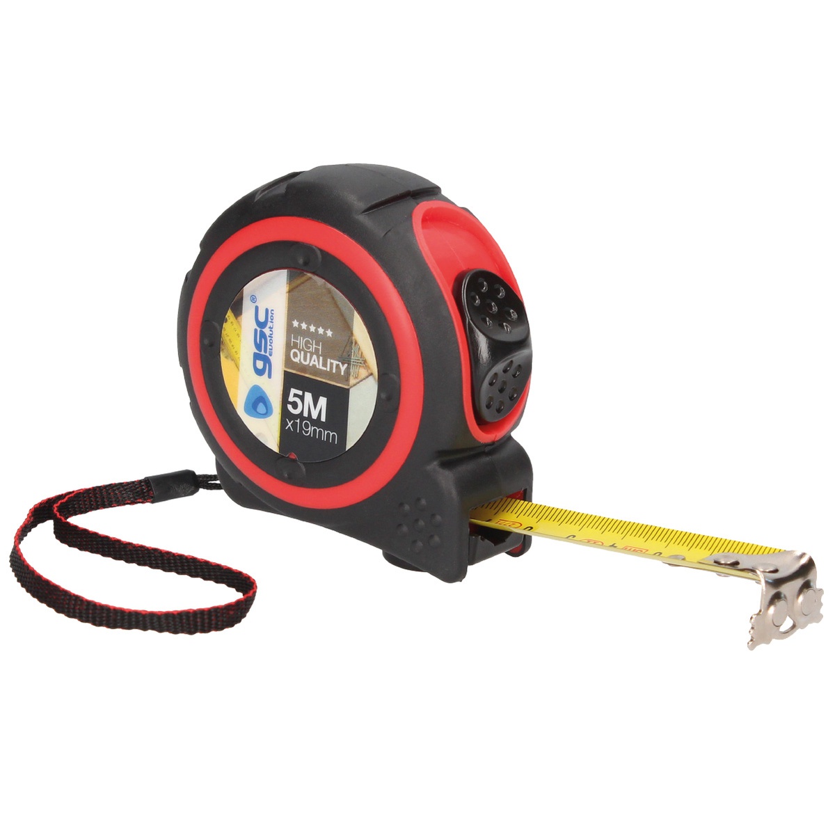 Contractor Rubber Tape Measure with magnet and stop button- 19mm - 5M