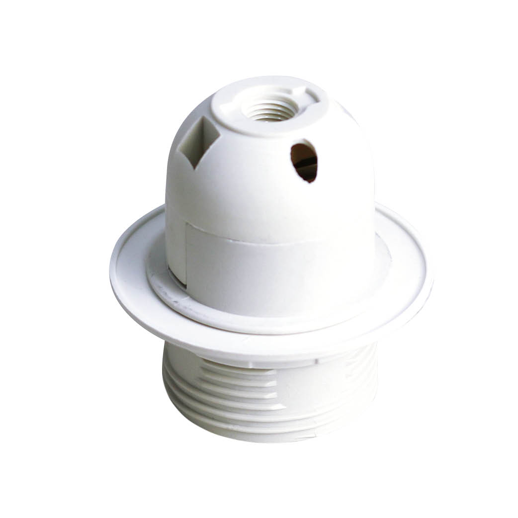 Porte-lampe thermoplastique + rondelle E27 Blanc