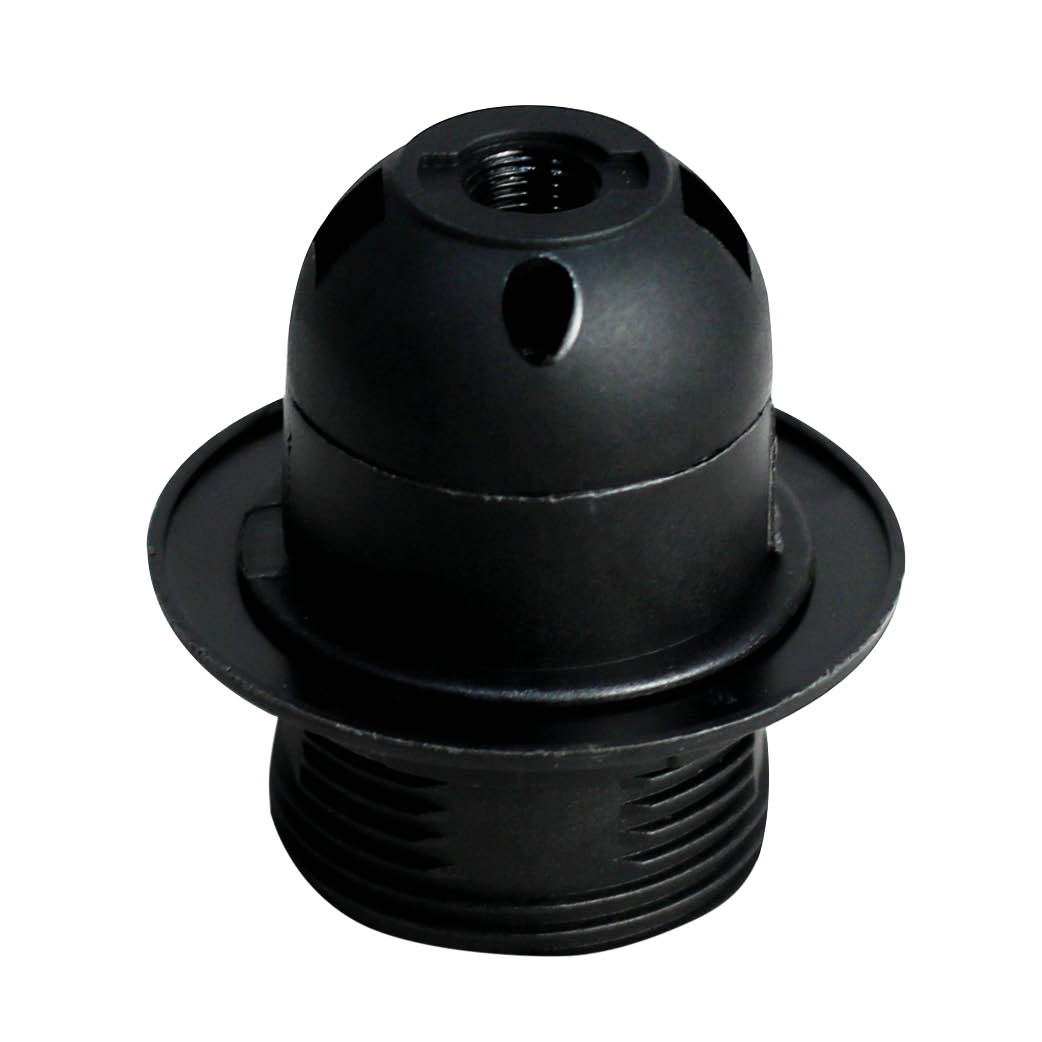 E27 thermoplastic lamp holder + washer Black