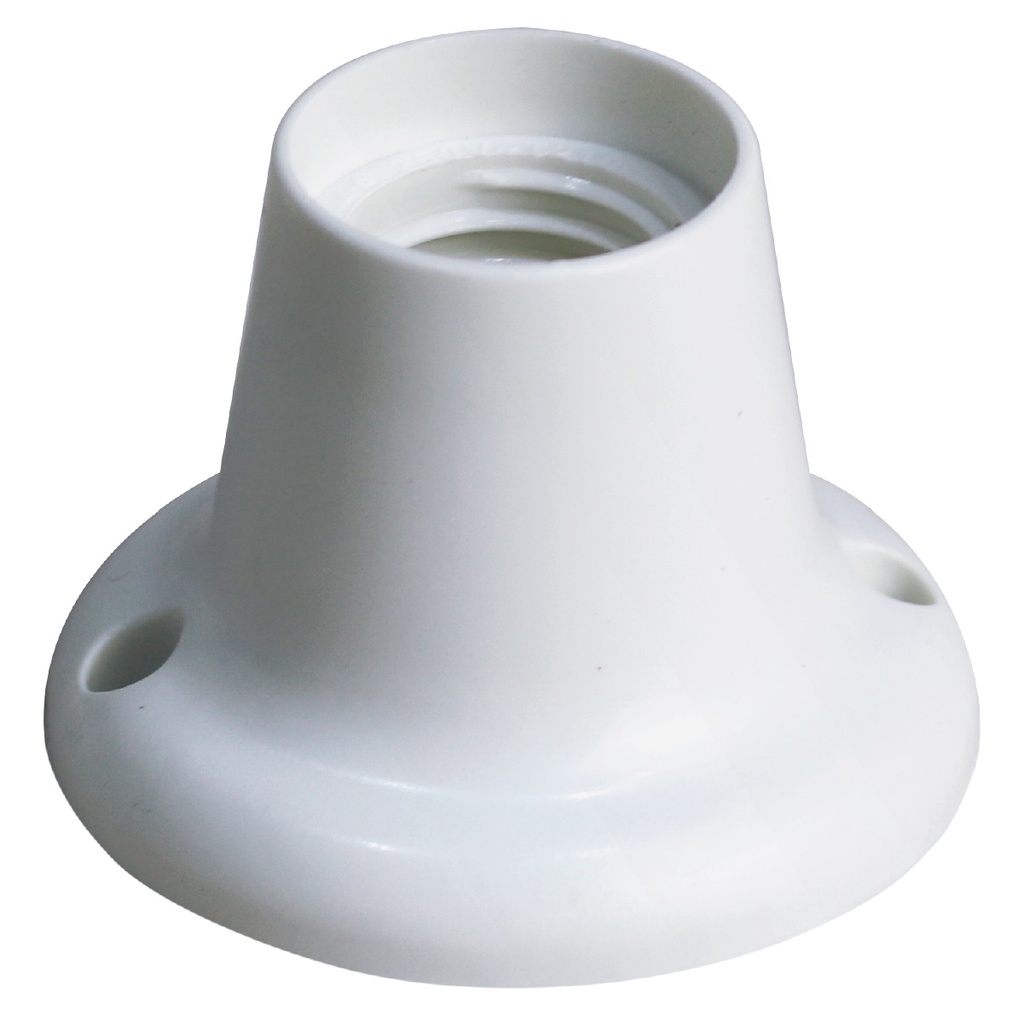 E27 straight metal lamp holder White