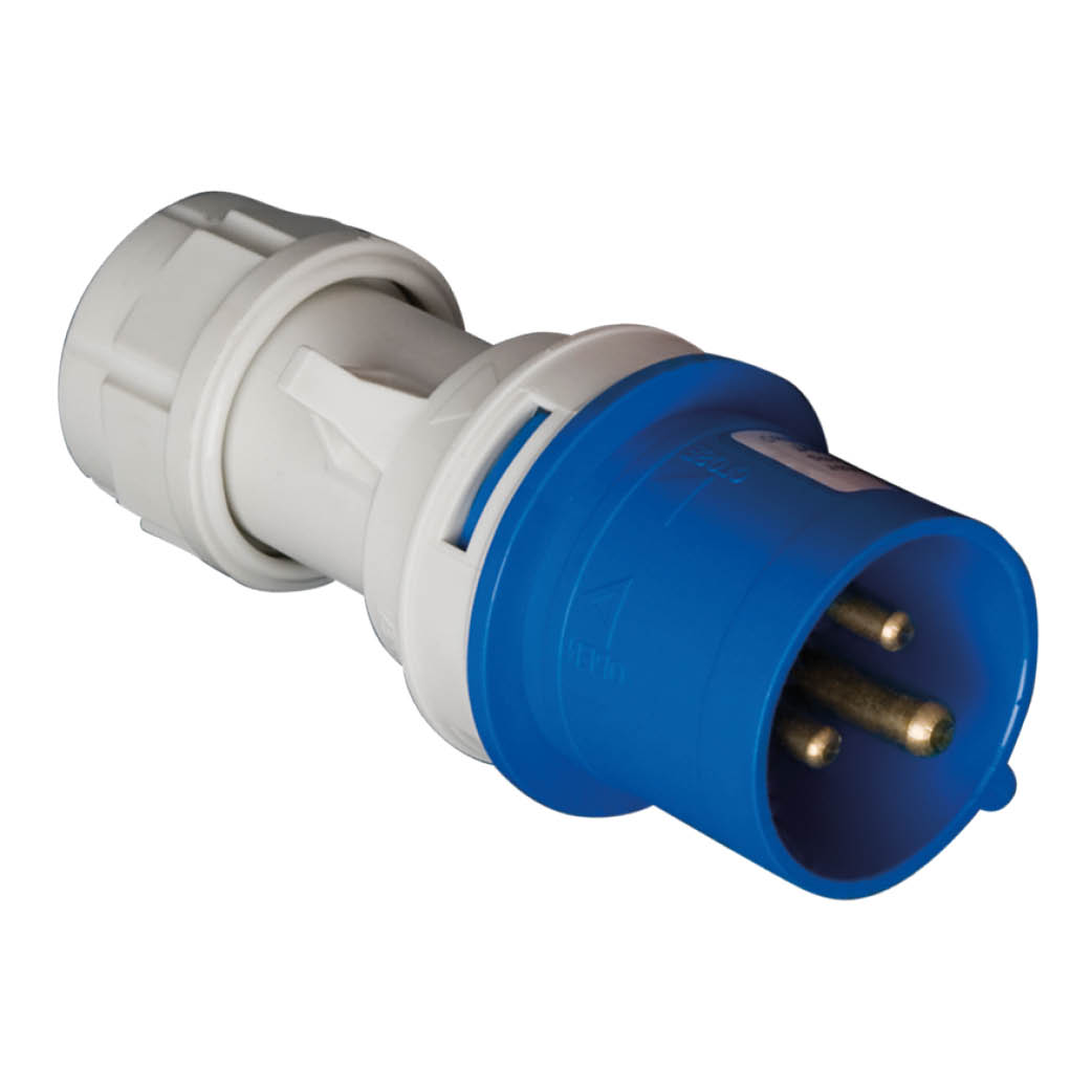 Industrial plug 3P (2P + t) 16A 250V IP44 Blue