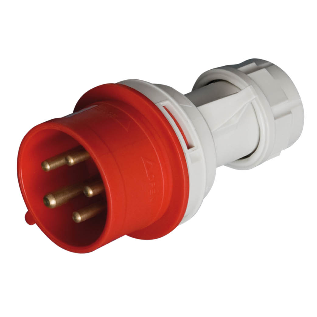 Industrial Plug 5P(3P+N+t) 16A 415V IP44 Red