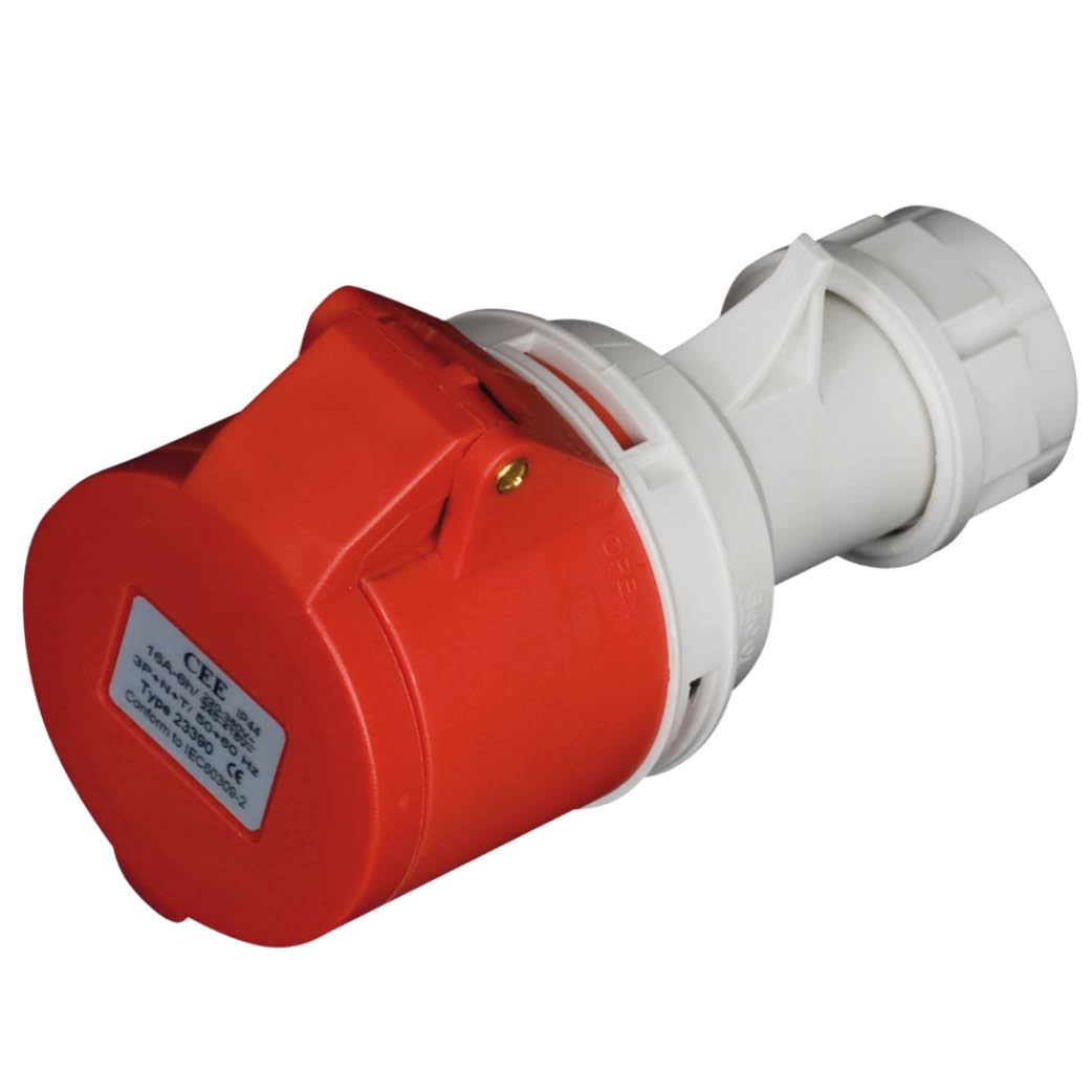 Base aérea Cetac 5P (3P+N+T) 32A IP44 Roja