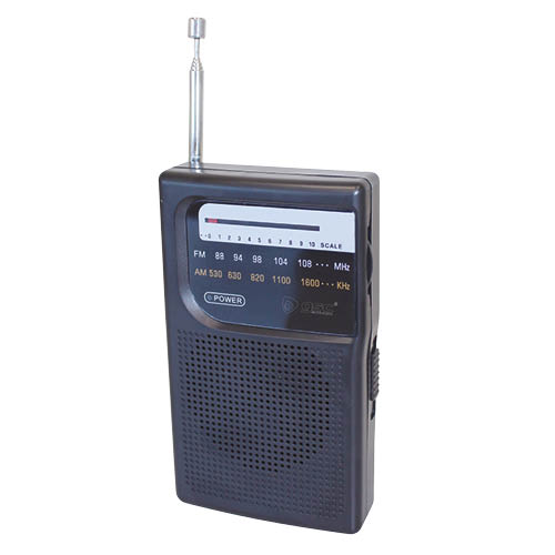 Rádio vertical portátil 2 x AA 118 x 28 x 70 mm