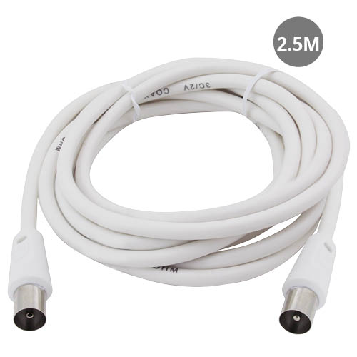 Coaxial cable 3C2V male to female / 2.5m white
