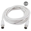 Coaxial cable 3C2V male to female / 2.5m white