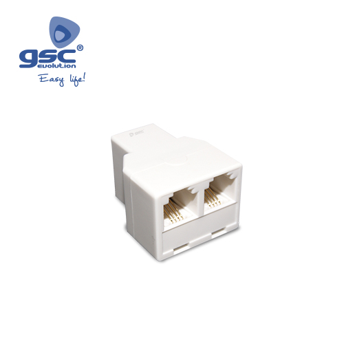 Adaptador telefónico salida doble 6P/4C RJ11 Blanco