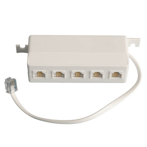 Telephone adapter 5 outputs 6P/4C RJ11 white