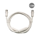 Male coaxial prolonger male to female white / 1.5M+filter