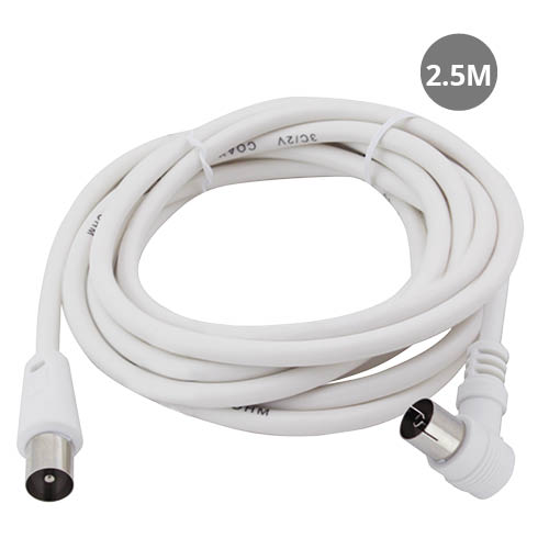 Angled coaxial TV extension white 2.5M