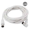 Angled coaxial TV extension white 2.5M