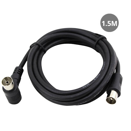 Angled coaxial TV extension Black 1.5M