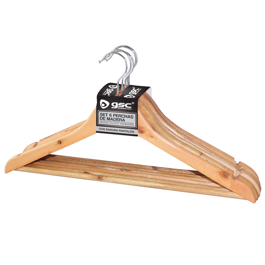 Set of 6 wooden clothes hangers