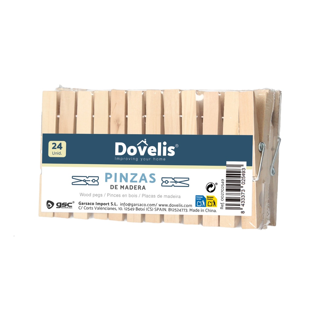 Pack 24 pinzas madera - para ropa