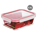 Táper hermético rectangular de cristal 400ml