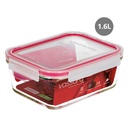 Recipiente retangular de vidro hermético 1600ml