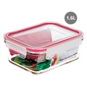 Recipiente retangular de vidro hermético 1600ml