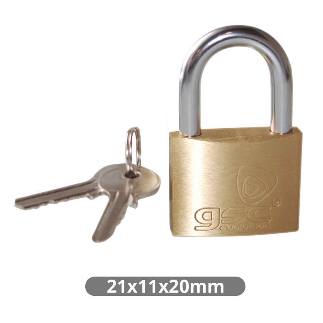 Brass padlock short neck steel 20mm 2 keys