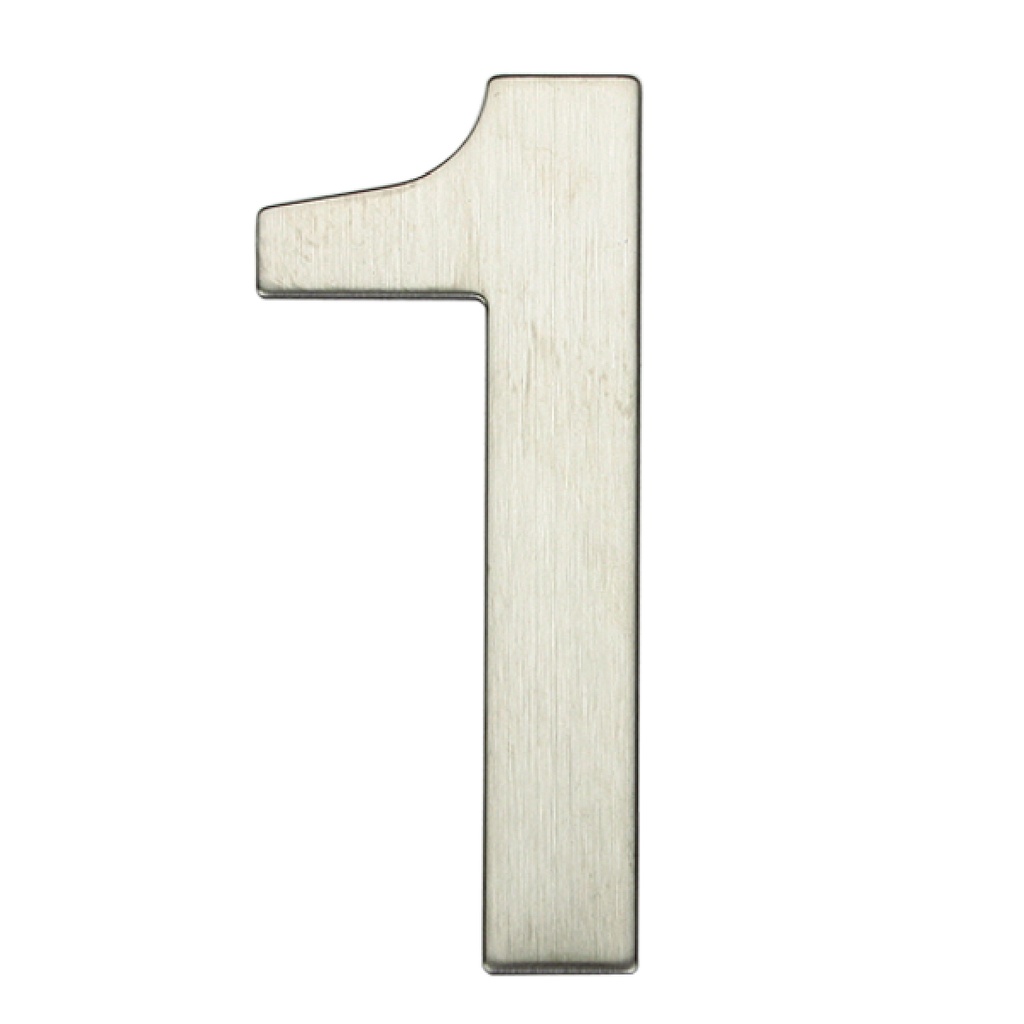 Numéro de porte 1 inox avec adhésif