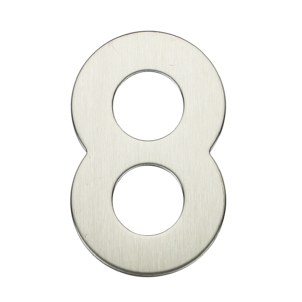 Numéro de porte 8 inox avec adhésif