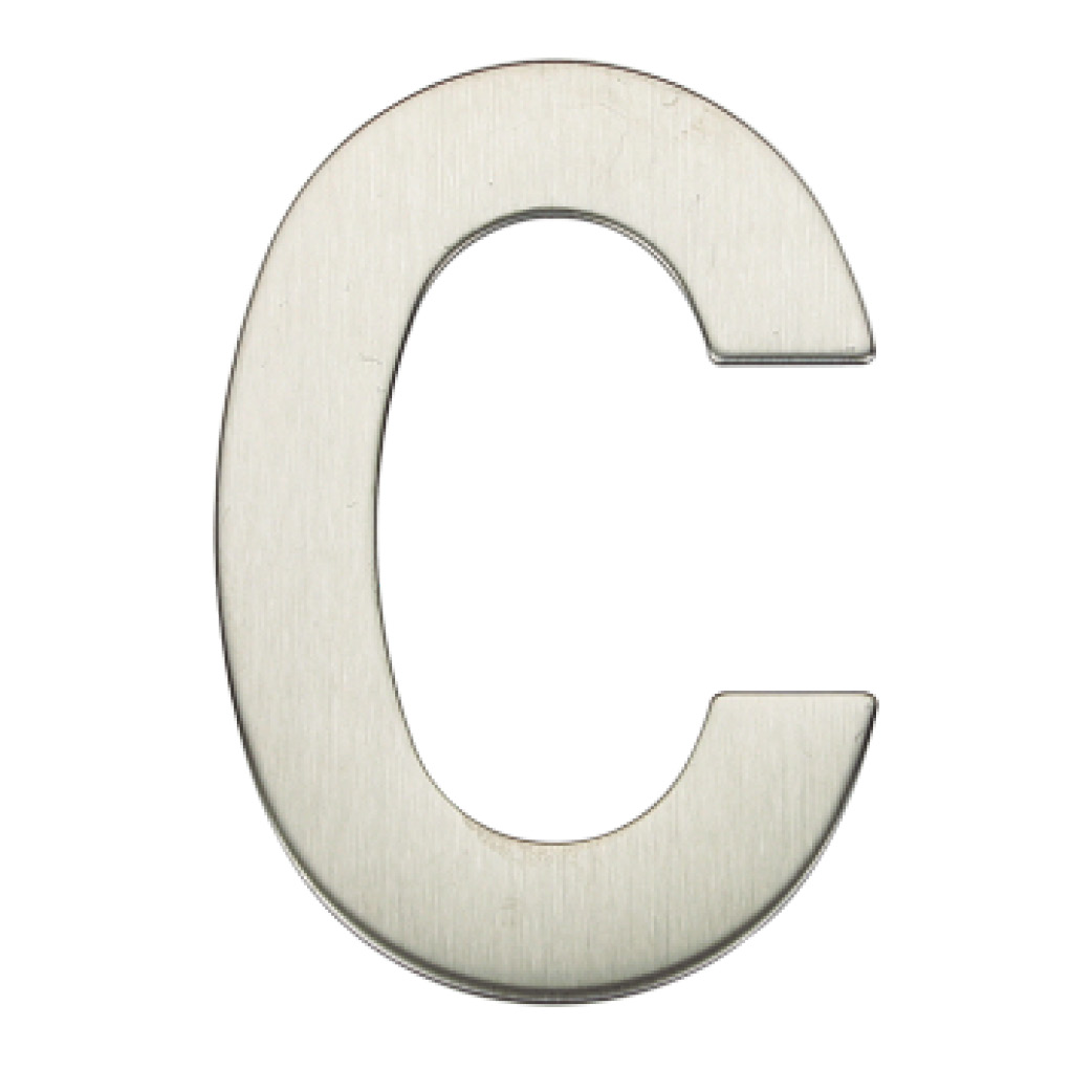 Letra porta C aço inoxidável com adesivo