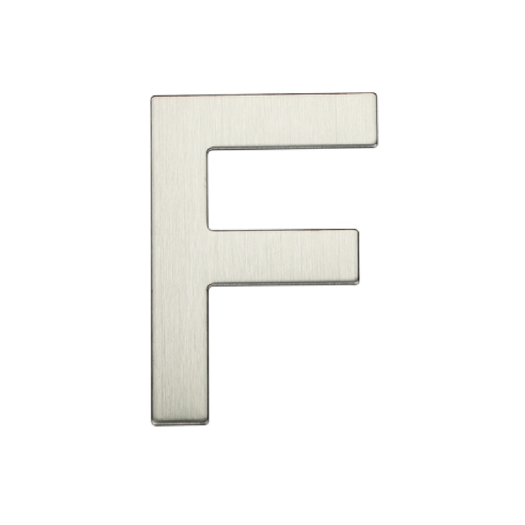 Lettre porte F acier inoxydable avec adhésif