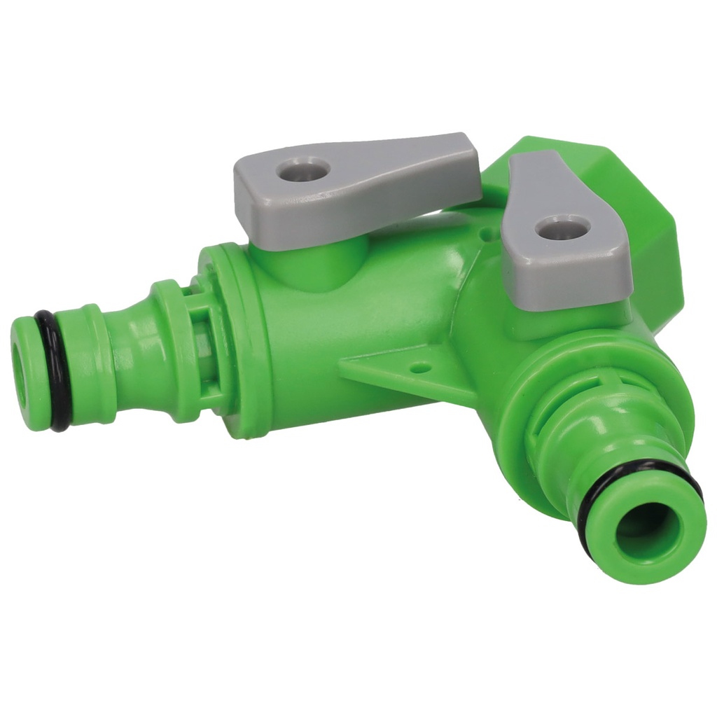 Dual snap-in coupling with shut off, two fully adjustable outlets Ø3/4''