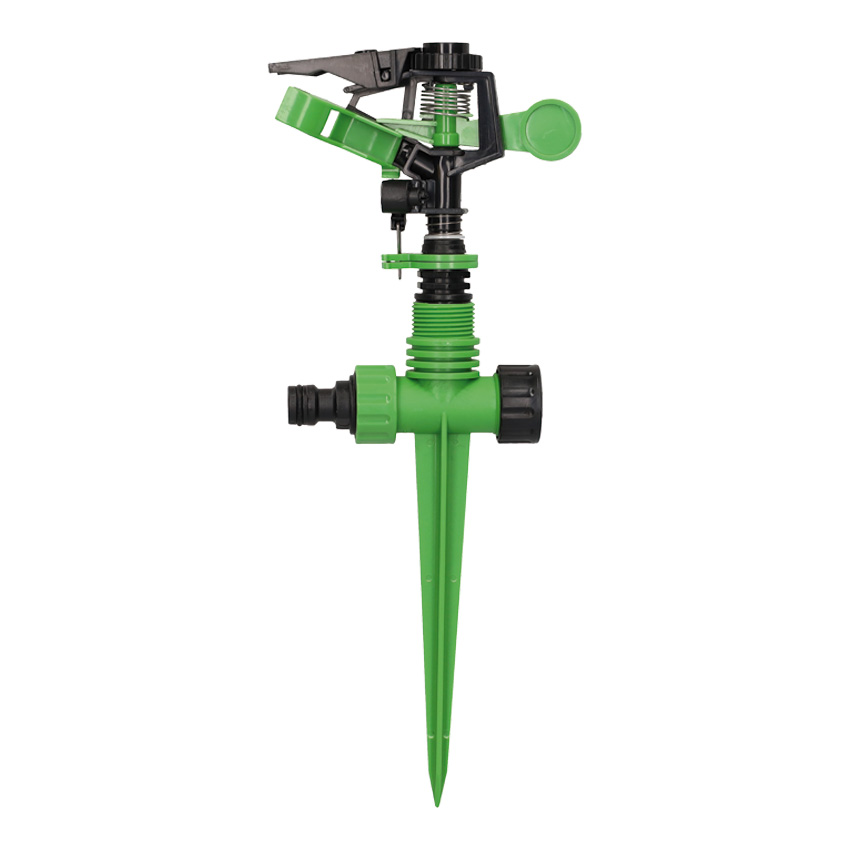 Plastic impulse sprinkler with spike coverage up to 24M diameter
