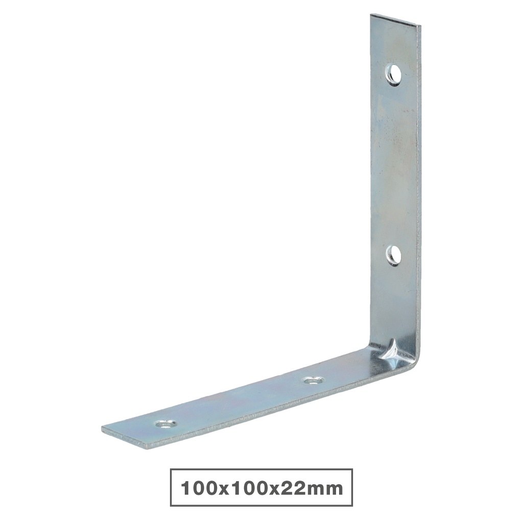 Ângulo de reforço 100 x 100 x 22 mm, zincado
