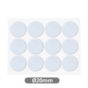 Set of 12 Round adhesive felt pads Ø20mm - White