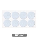 Set of 8 Round adhesive felt pads Ø25mm - White