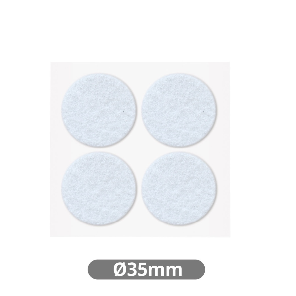 Jeu 4 feutres adhésifs ronds Ø35 mm - Blanc