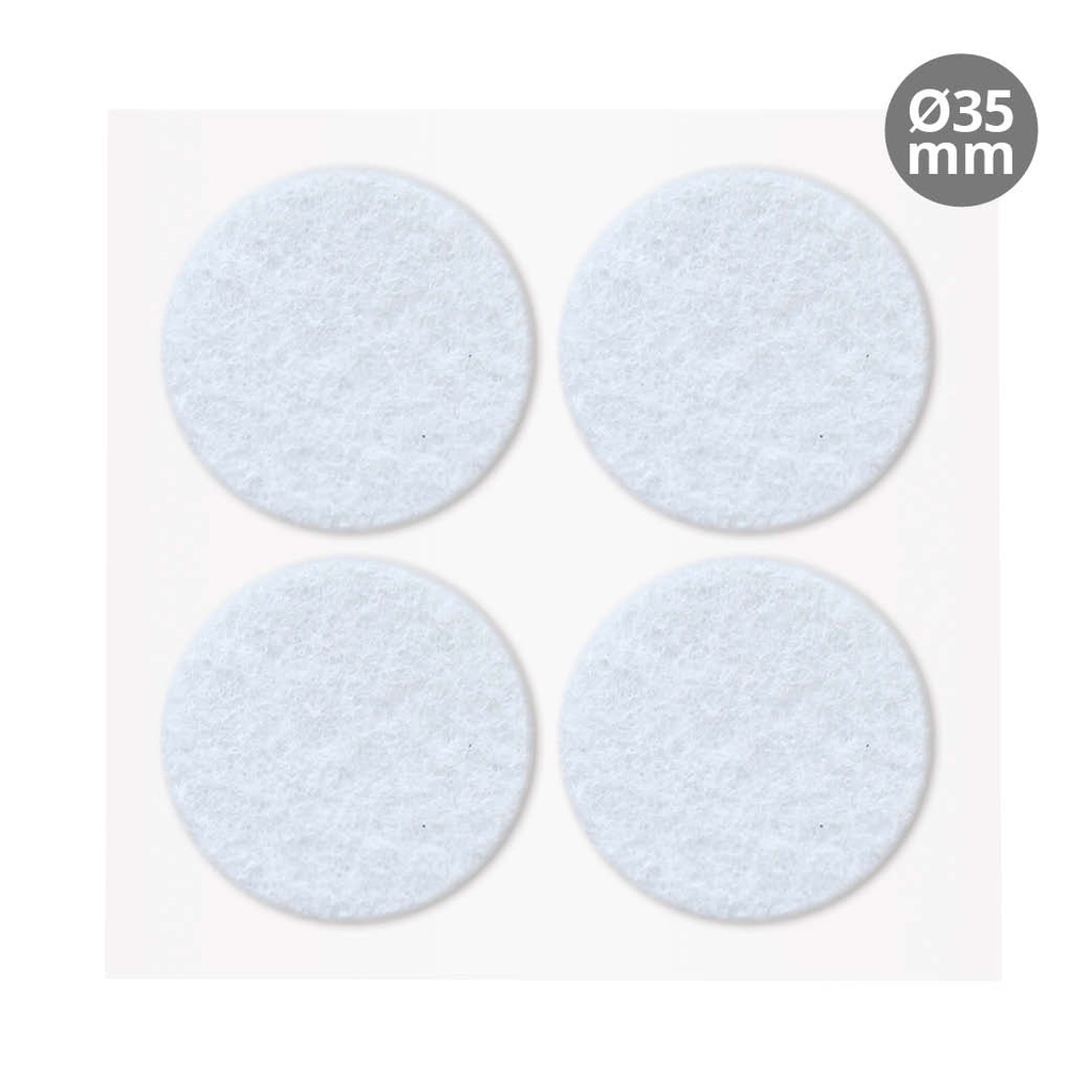 Set 4 fieltros adhesivos redondos Ø35mm - Blanco