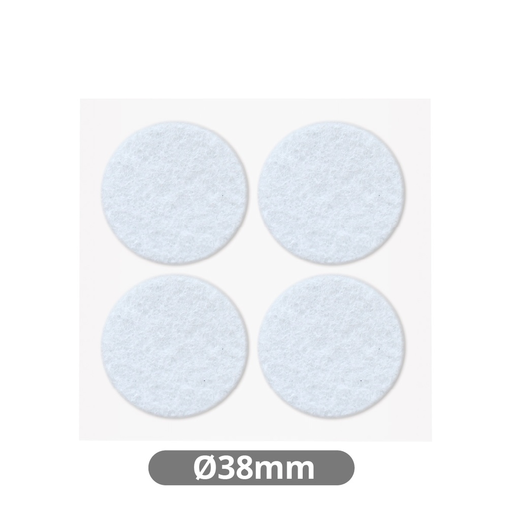 Set of 4 Round adhesive felt pads Ø38mm - White