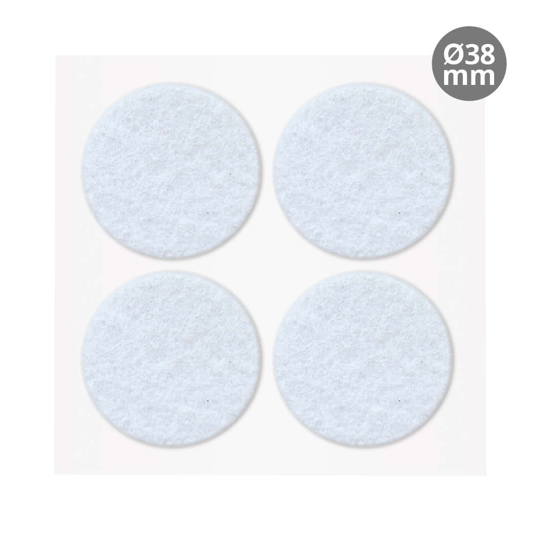 Set 4 fieltros adhesivos redondos Ø38mm - Blanco