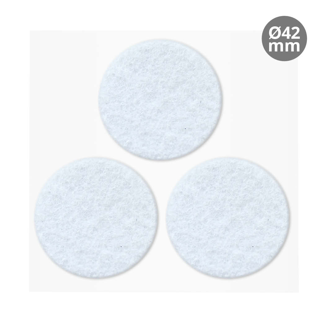 Set of 3 Round adhesive felt pads Ø42mm - White