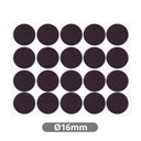 Set of 20 Round adhesive felt pads Ø16mm - Brown
