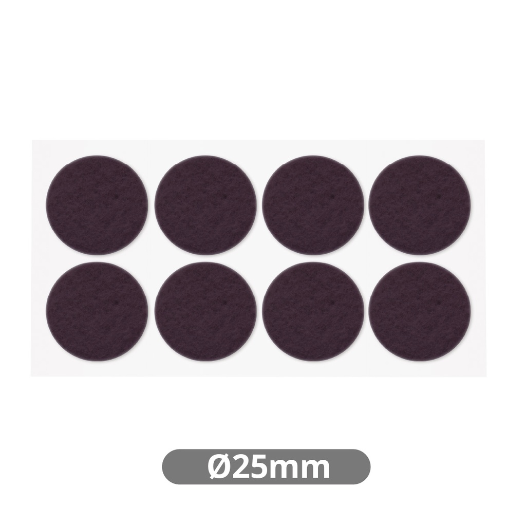 Set of 8 Round adhesive felt pads Ø25mm - Brown