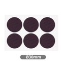 Set of 6 Round adhesive felt pads Ø30mm - Brown