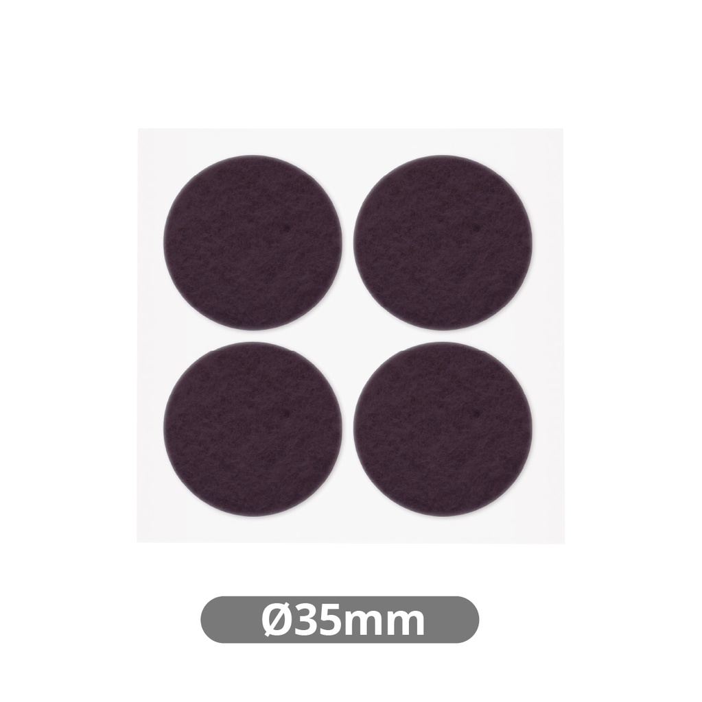 Set of 4 Round adhesive felt pads Ø35mm - Brown